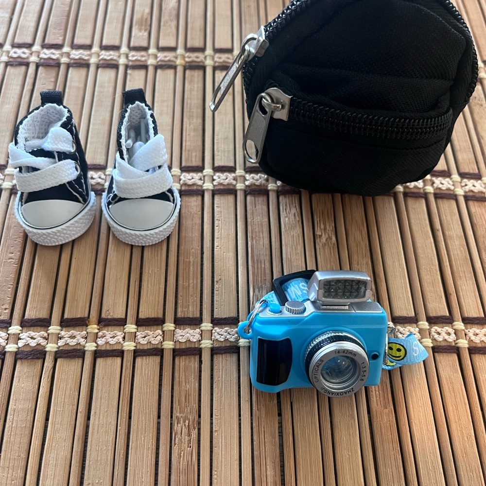 Labubu Black Backpack Camera, Sneakers and Camera